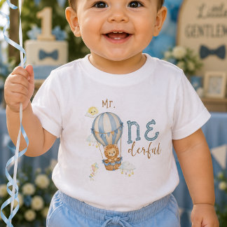 Onederful ballon eerste verjaardag baby jongen T-s