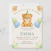 Onederful Bear First Birthday Party Invitation (Devant)
