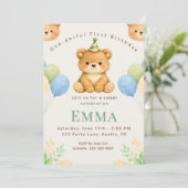 Onederful Bear First Birthday Party Invitation (Debout devant)