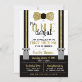 ONEderful Birthday Invitation, Black, Gold Kaart (Voorkant)