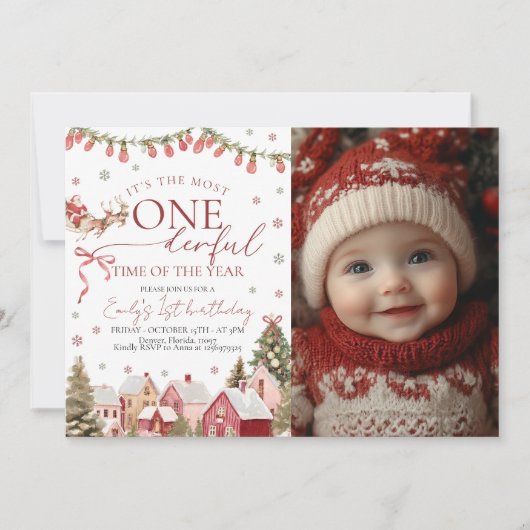 ONEderful Christmas Photo Invitation Kaart (Voorkant)