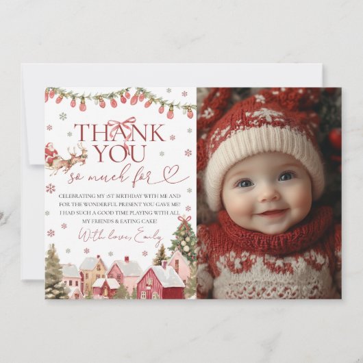 ONEderful Christmas Photo Thank You Kaart (Voorkant)