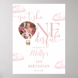 Onederful Foto Ballon Meisje 1e Verjaardag Welkom Poster