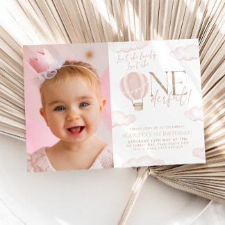 Onederful Hete Luchtballon 1e Verjaardag Foto Kaart