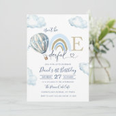 Onederful Hot Air Balloon Boy 1st Birthday Kaart (Staand voorkant)