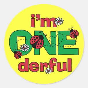 ONEderful Ladybug 1st Birthday Ronde Sticker