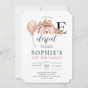 ONEderful Rainbow Girl'anniversaire Invitation