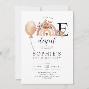 ONEderful Rainbow Girl'anniversaire Invitation