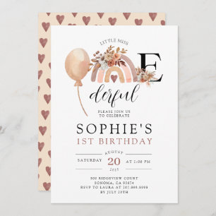 ONEderful Rainbow Girl'anniversaire Invitation