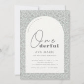 Onederful Retro Daisy Meisjes Mint 1e Verjaardag Kaart (Voorkant)