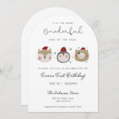 Onederful Winter Animals First Birthday Invitation (Devant / Derrière)