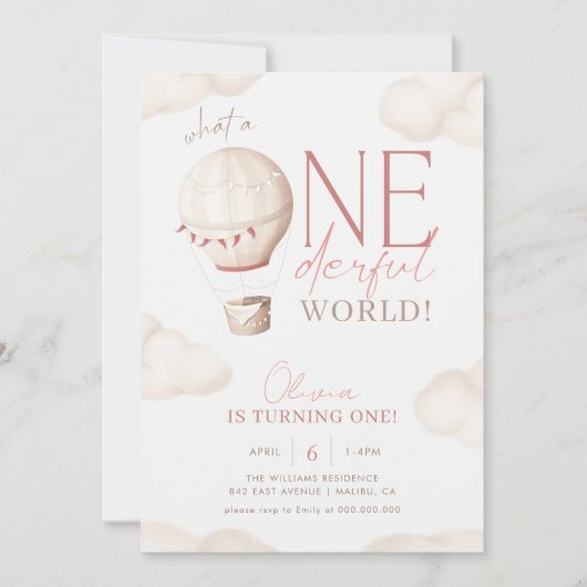 ONEderful World 1st Birthday Invitation (Devant)