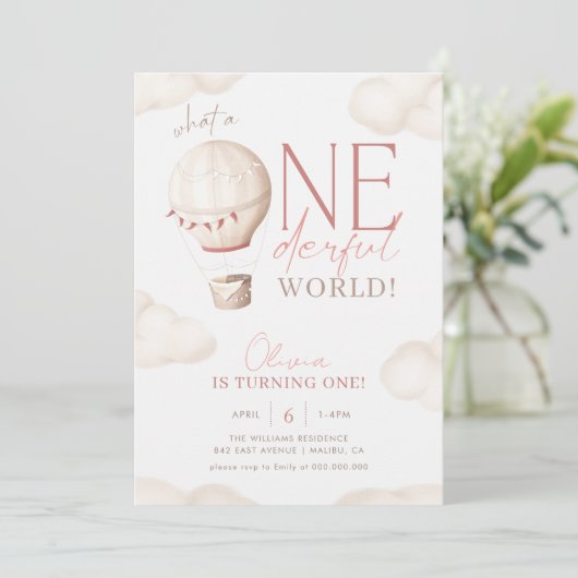 ONEderful World 1st Birthday Invitation (Debout devant)
