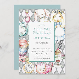 ONEderland Girl's 1st Birthday Invitation