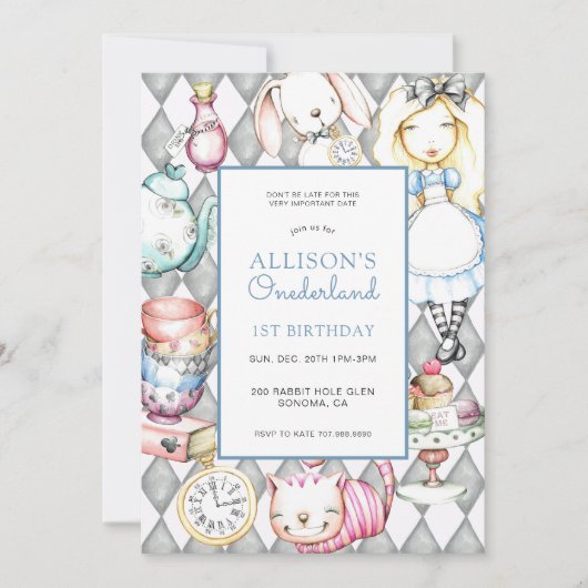 ONEderland Girl's 1st Birthday Invitation (Devant)
