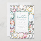 ONEderland Meisje's 1e Verjaardag Uitnodiging (Voorkant)