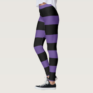 Oneffen strepen in Paarse en zwarte Leggings