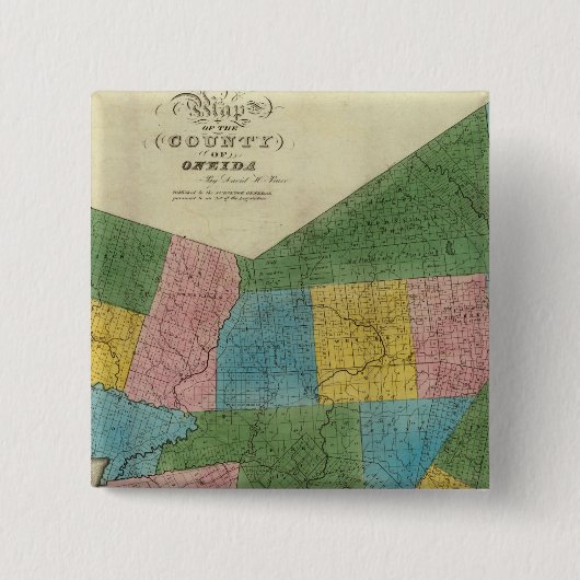 Oneida County Vierkante Button 5,1 Cm (Voorkant)