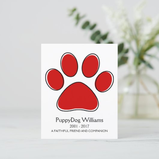 oneigenlijke herdenkingskaart voor gezelschapsdier (Staand voorkant)