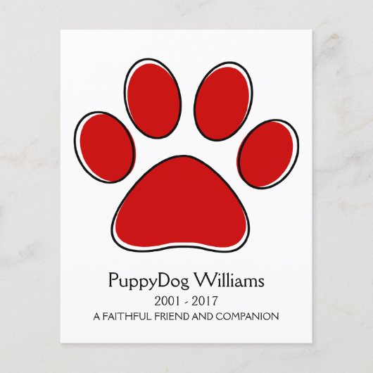 oneigenlijke herdenkingskaart voor gezelschapsdier (Voorkant)