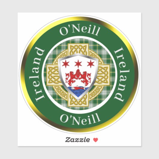 O'Neill Irish Shield/Celtic Cross Personalized Sticker (Vel)