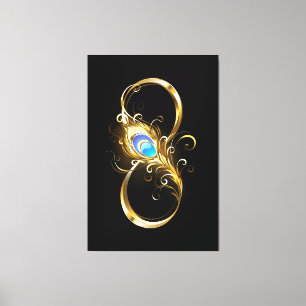 Oneindig met gouden pauwenveer canvas afdruk