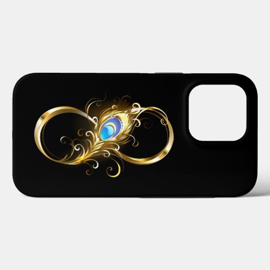Oneindig met gouden pauwenveer Case-Mate iPhone case (Achterkant (horizontaal))