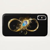 Oneindig met gouden pauwenveer Case-Mate iPhone case (Achterkant (horizontaal))