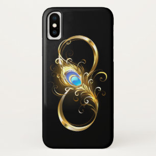 Oneindig met gouden pauwenveer iPhone x hoesje