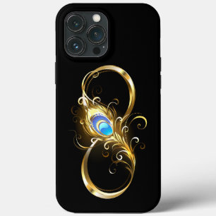 Oneindig met gouden pauwenveer iPhone 13 pro max hoesje