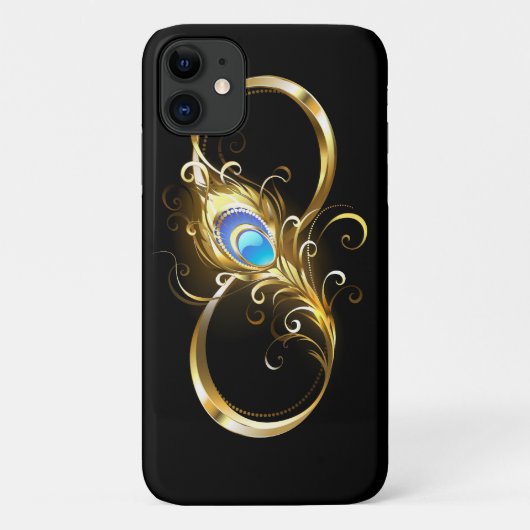 Oneindig met gouden pauwenveer Case-Mate iPhone case (Achterkant)