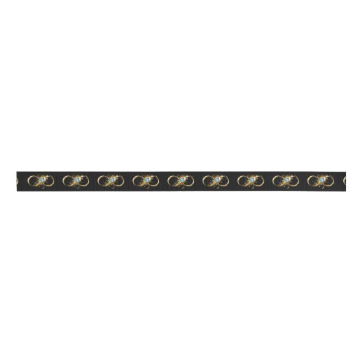 Oneindig met gouden pauwenveer grosgrain lint (Voorkant)