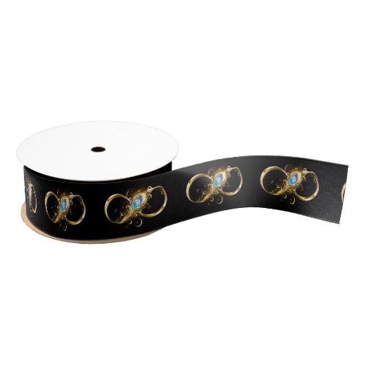 Oneindig met gouden pauwenveer grosgrain lint (Spoel)