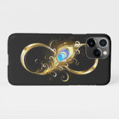 Oneindig met gouden pauwenveer iPhone hoesje (Achterkant horizontaal)