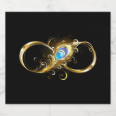 Oneindig met gouden pauwenveer likeurfles etiket (Enkel label)