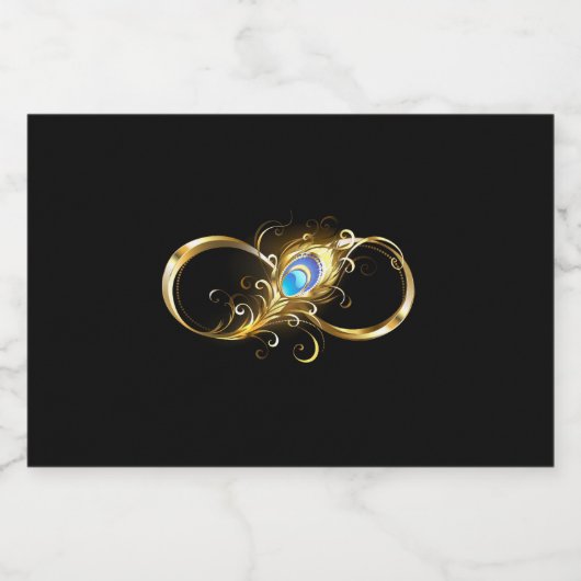 Oneindig met gouden pauwenveer likeurfles etiket (Enkel label)