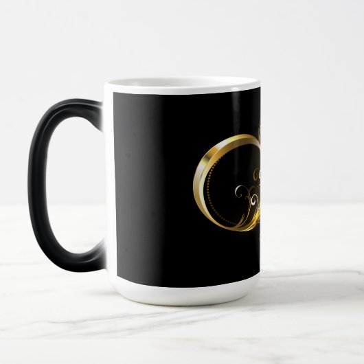 Oneindig met gouden pauwenveer magische mok (Links)