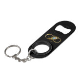 Oneindig met gouden pauwenveer mini flessenopener (Voorkant Gekanteld)