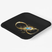 Oneindig met gouden pauwenveer papieren bordje (Gebogen)