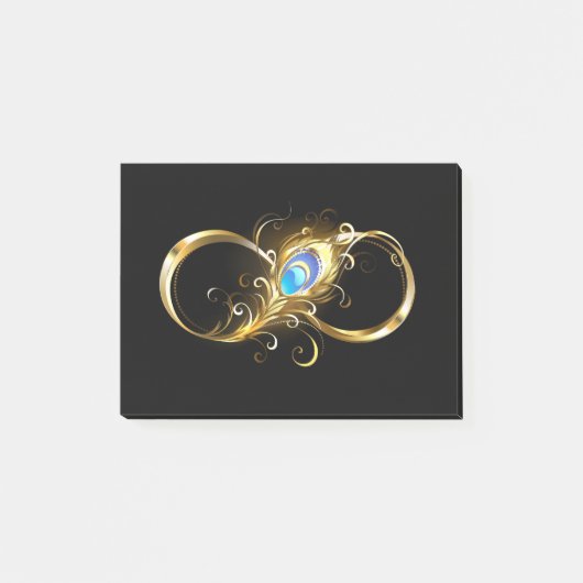 Oneindig met gouden pauwenveer post-it® notes (Voorkant)