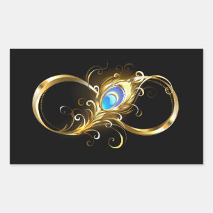 Oneindig met gouden pauwenveer rechthoekige sticker