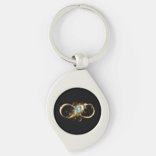 Oneindig met gouden pauwenveer sleutelhanger