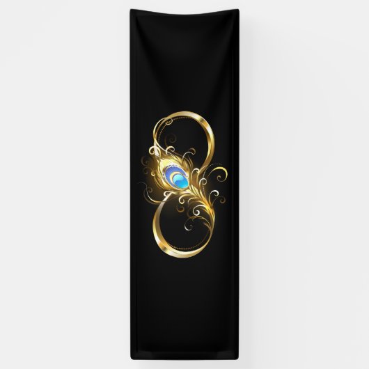 Oneindig met gouden pauwenveer spandoek (Verticaal)