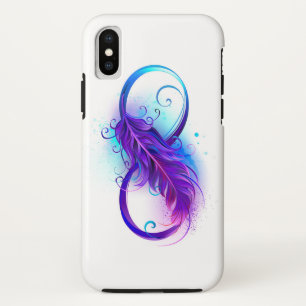 Oneindig met paarse veer iPhone x hoesje