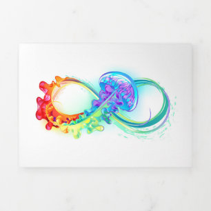 Oneindig met regenboogkwal drieluik wenskaart