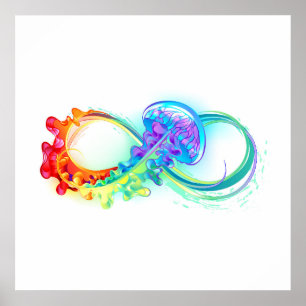 Oneindig met regenboogkwal poster