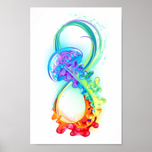 Oneindig met regenboogkwal poster