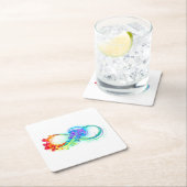 Oneindig met regenboogkwal vierkante kartonnen onderzetter (Insitu)