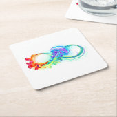 Oneindig met regenboogkwal vierkante kartonnen onderzetter (Schuin)