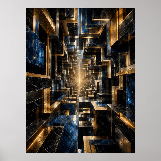 Oneindige Kubus Tunnel Poster - (Voorkant)